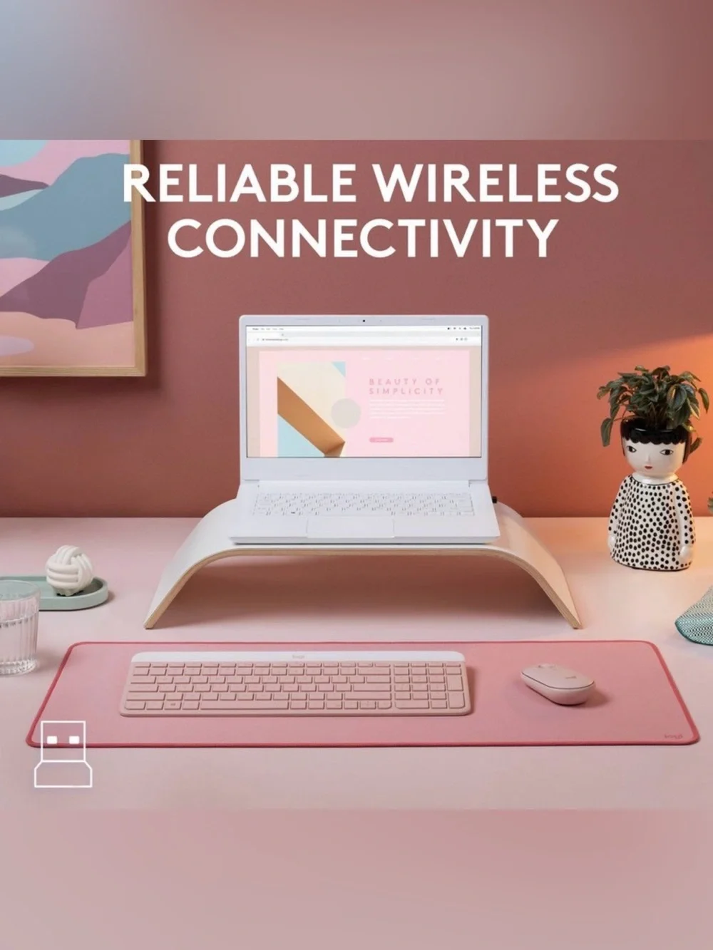 Logitech MK470 Pink Keyboard USB-A Full-Size Keyboard & Mouse Combo New in Box
